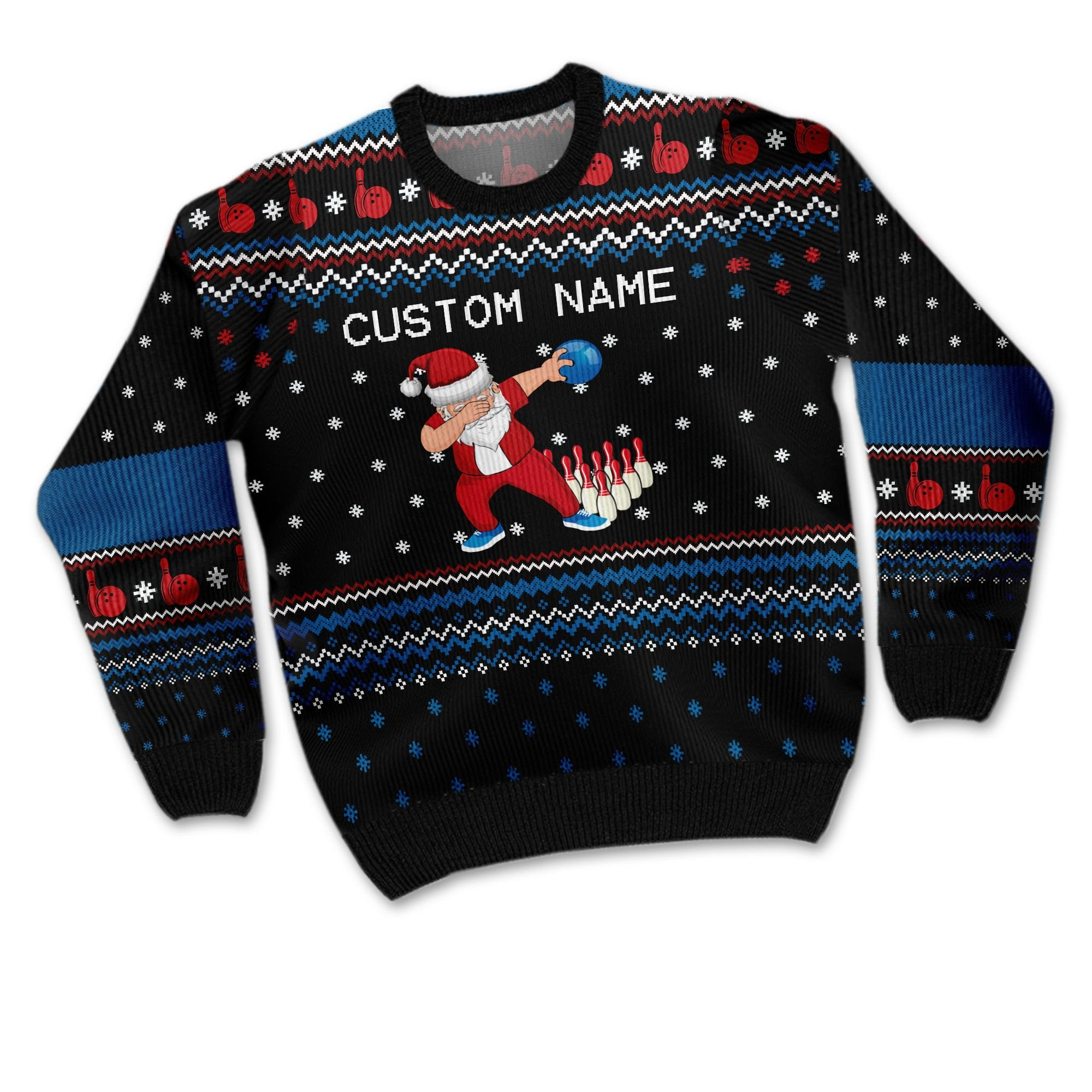 Bowling Image Cool Noel Pattern Personalized Gifts For Bowlers Sport Lovers Ugly Christmas Sweater Adult 3D Funny Matching for family - Image 2