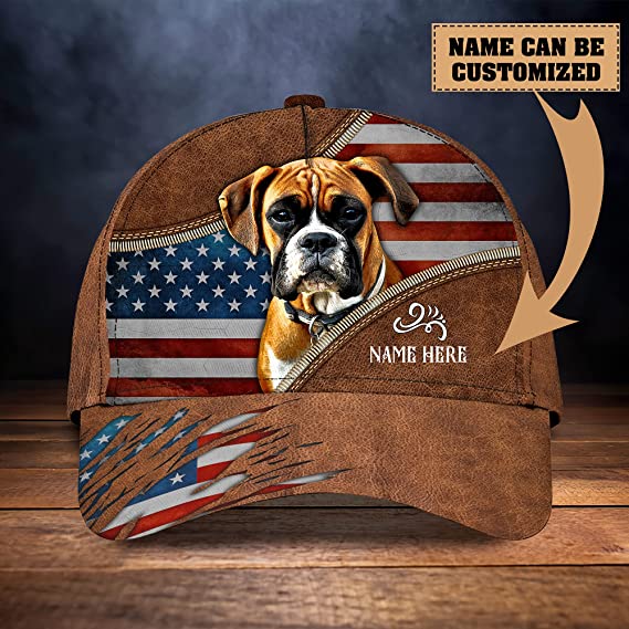 Boxer Dog Graphic Print Hat in an American Flag Mens WoMen's 3D classic cap Trucker Hats Custom Hats Gifts For Men & Women