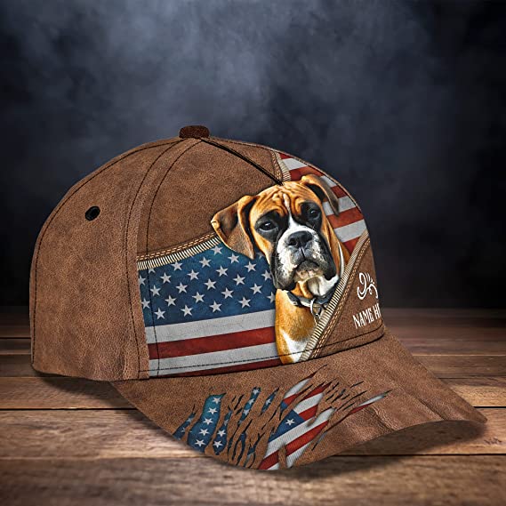 Boxer Dog Graphic Print Hat in an American Flag Mens WoMen's 3D classic cap Trucker Hats Custom Hats Gifts For Men & Women