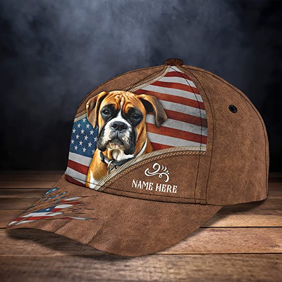 Boxer Dog Graphic Print Hat in an American Flag Mens WoMen's 3D classic cap Trucker Hats Custom Hats Gifts For Men & Women