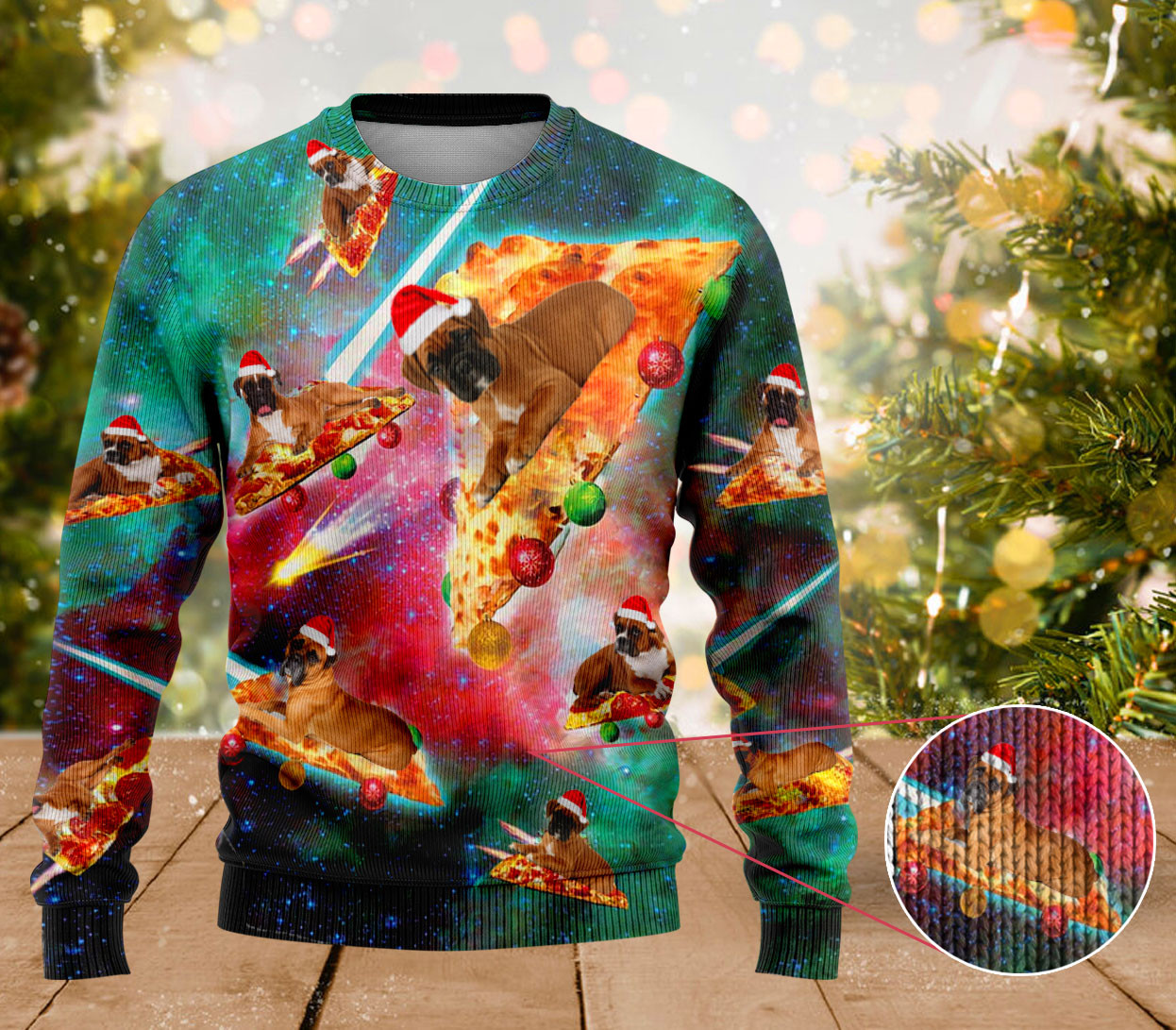 Boxer Dog Pizza Ugly Sweater Cute Christmas Sweaters For Womens Dog Lovers Gifts