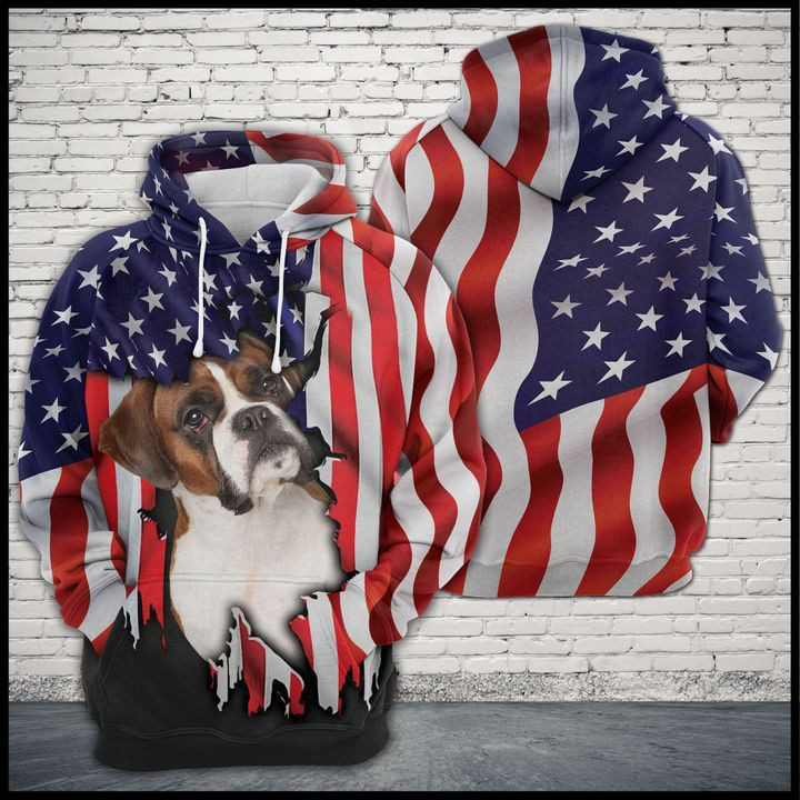 Boxer Usa Flag Scratch 3D All Over Print Hoodie, Zip Hoodie