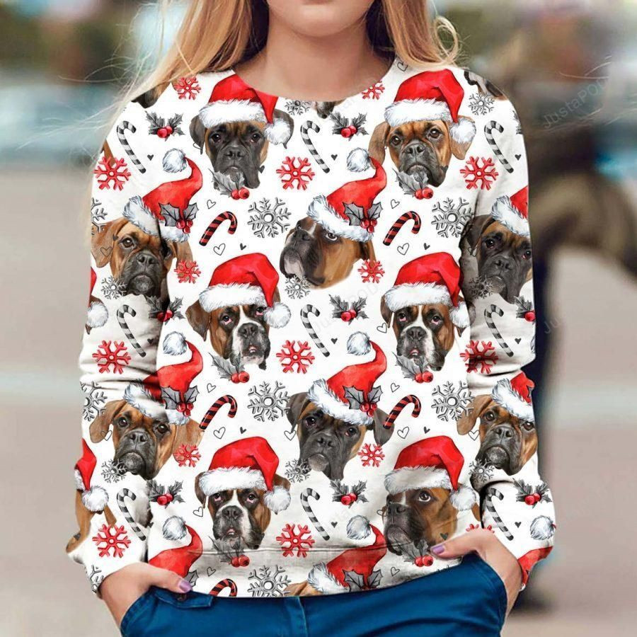 Boxer Xmas Decor Ugly Christmas Sweater Adult 3D Funny Matching for family