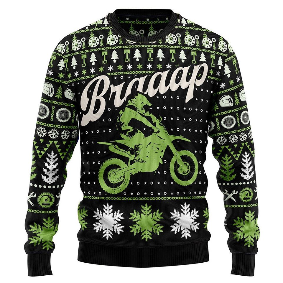 Braaap Moto Ugly Christmas Sweater  Christmas Unisex Crewneck Sweater