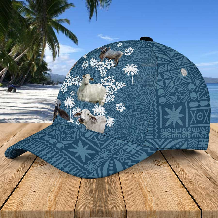 Brahman Cattle Lovers Hawaiian Summer Hats, Cow Hawaiian 3D Baseball Cap for Women & Men Trucker Hats Custom Hats Gifts For Men & Women