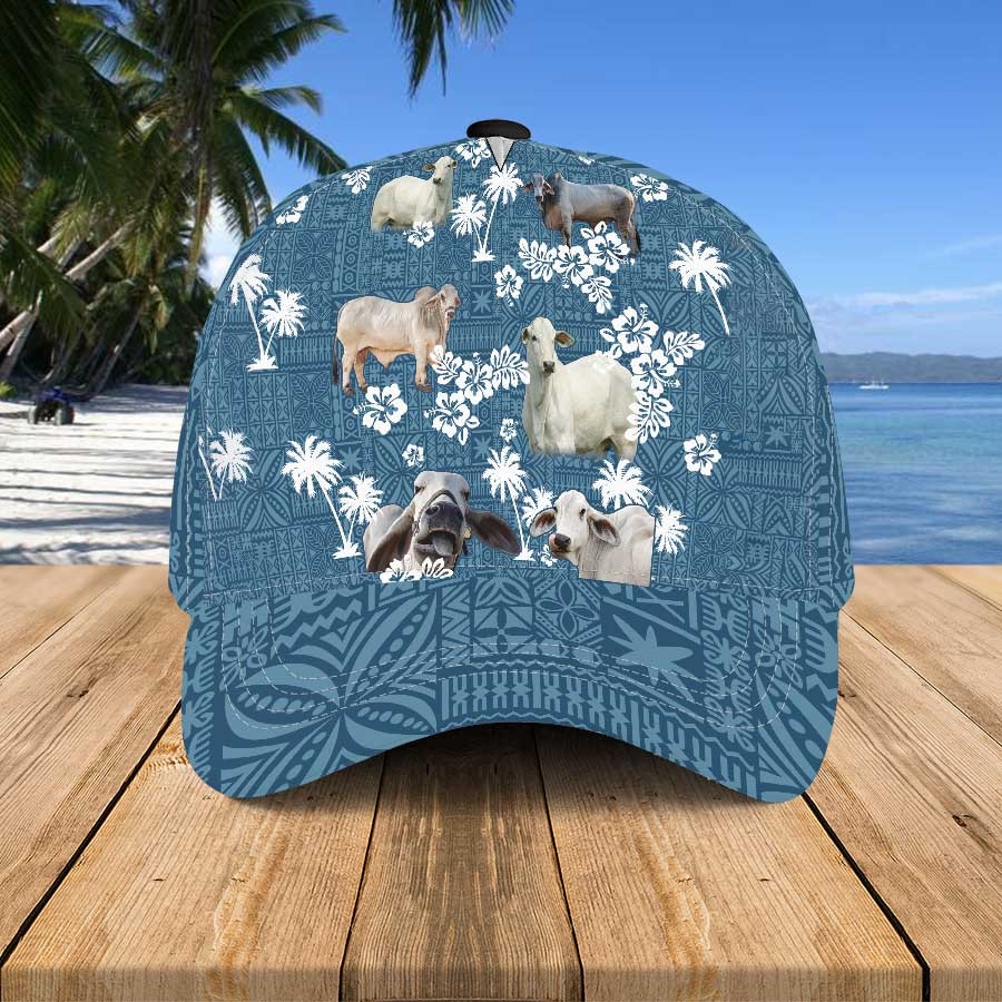 Brahman Cattle Lovers Hawaiian Summer Hats, Cow Hawaiian 3D Baseball Cap for Women & Men Trucker Hats Custom Hats Gifts For Men & Women