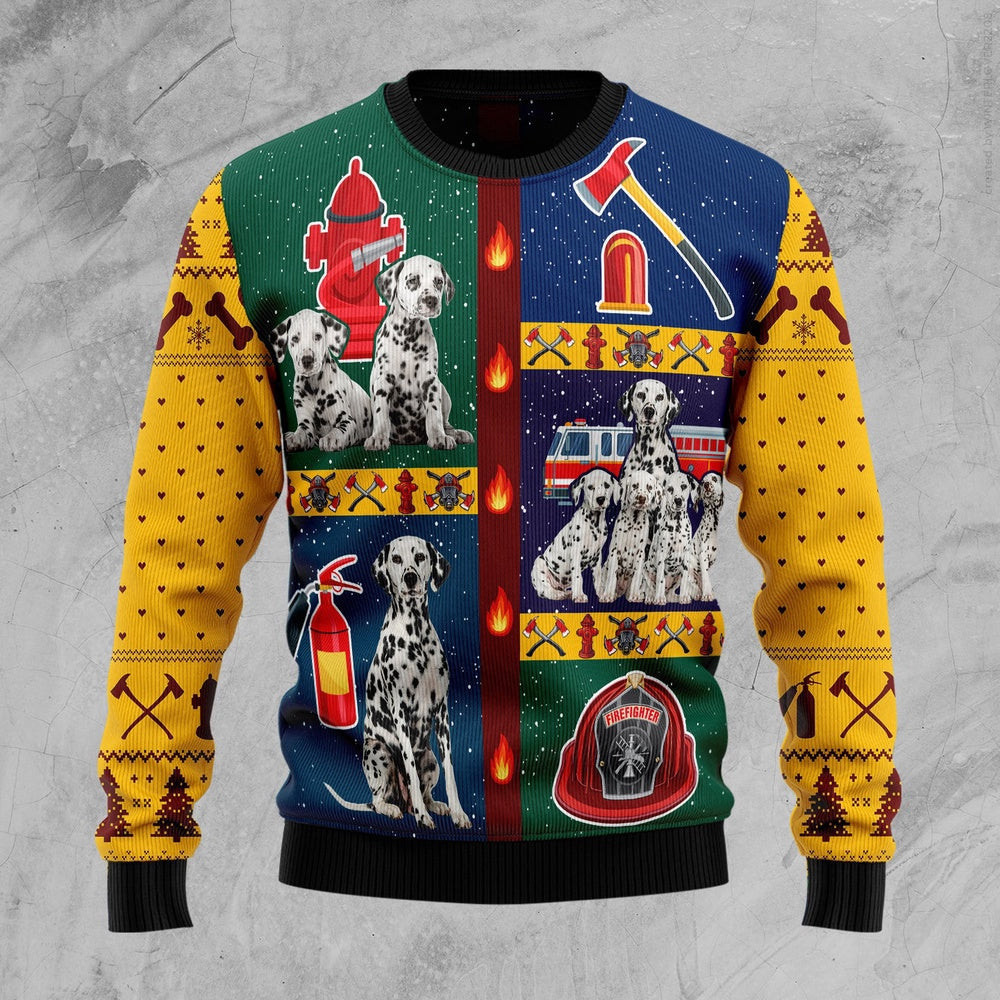 Brave Dalmatian Firefighter Ugly Christmas Sweater Christmas Gift