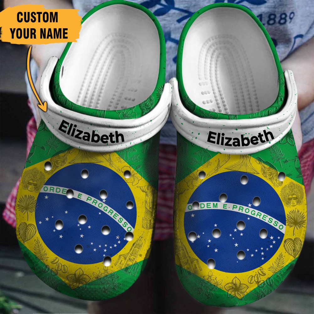 Brazil Flag Gift For Fan Classic Water Rubber clog Shoes Comfy Footwear