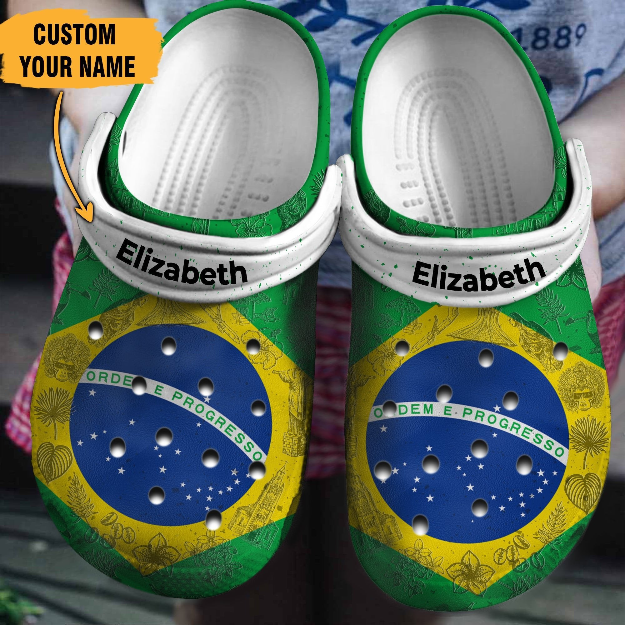 Brazil Flag Personalized Shoes Clogs Gifts For Men Women