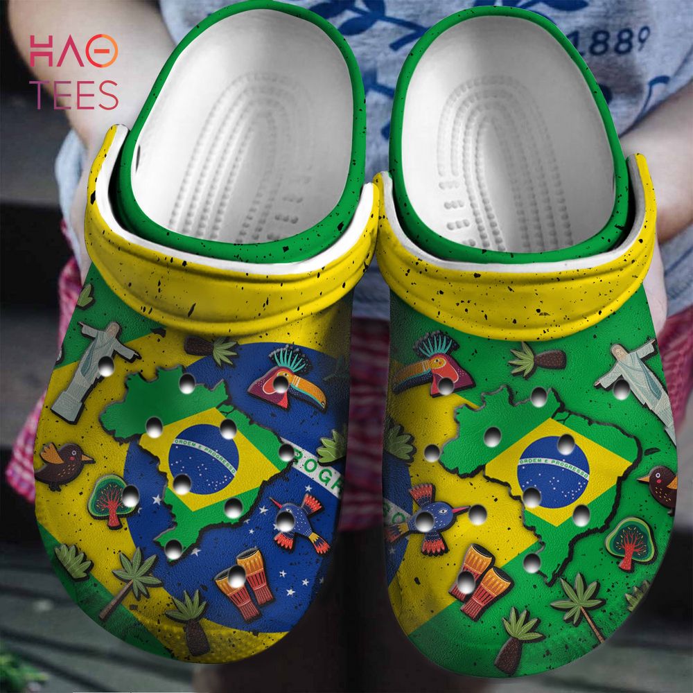 Brazil Flag Symbol Crocs Crocband Clogs Shoes Comfortable For Men Women and Kids