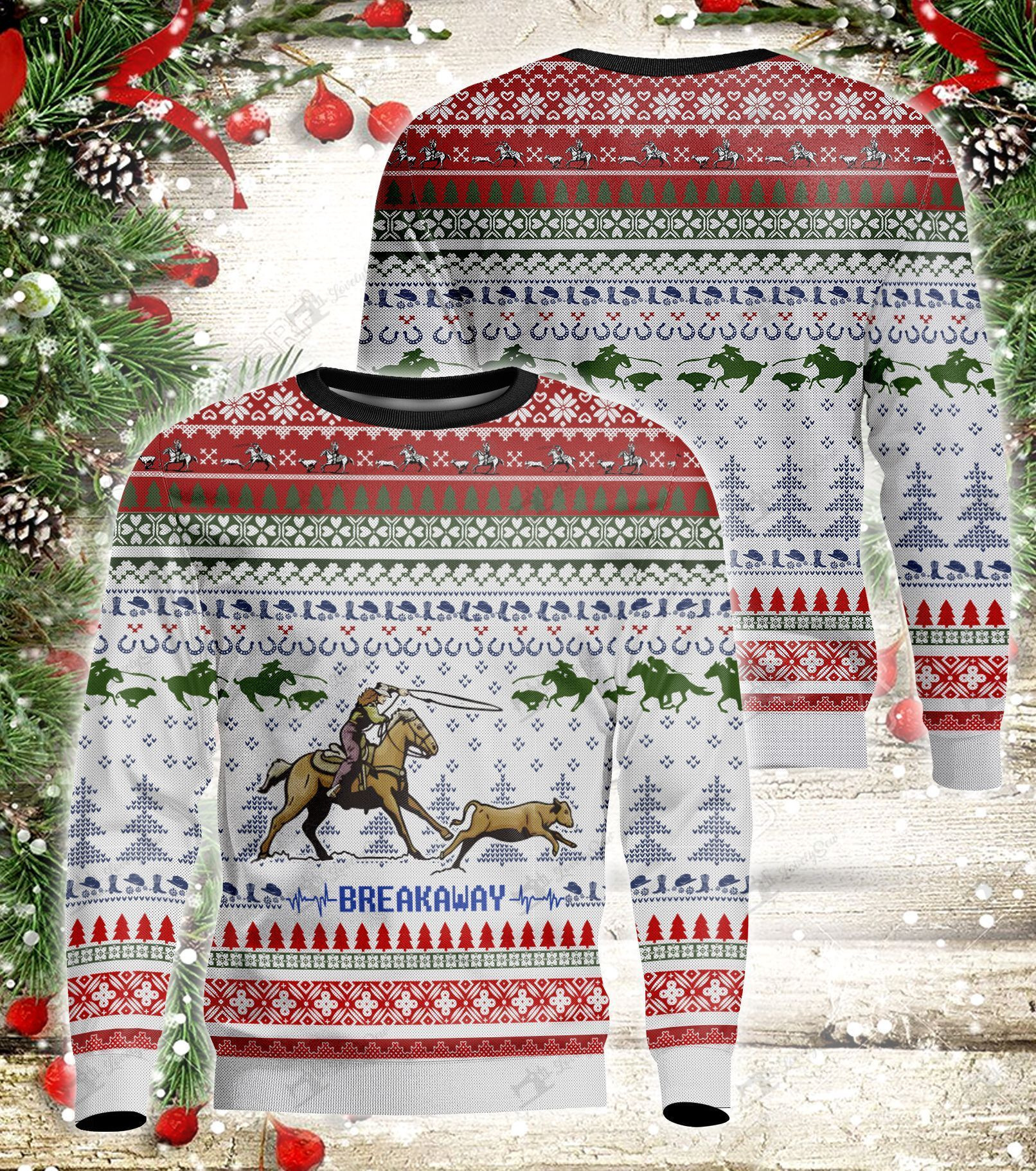 Breakaway Ugly Christmas Sweater Adult 3D Funny Matching for family