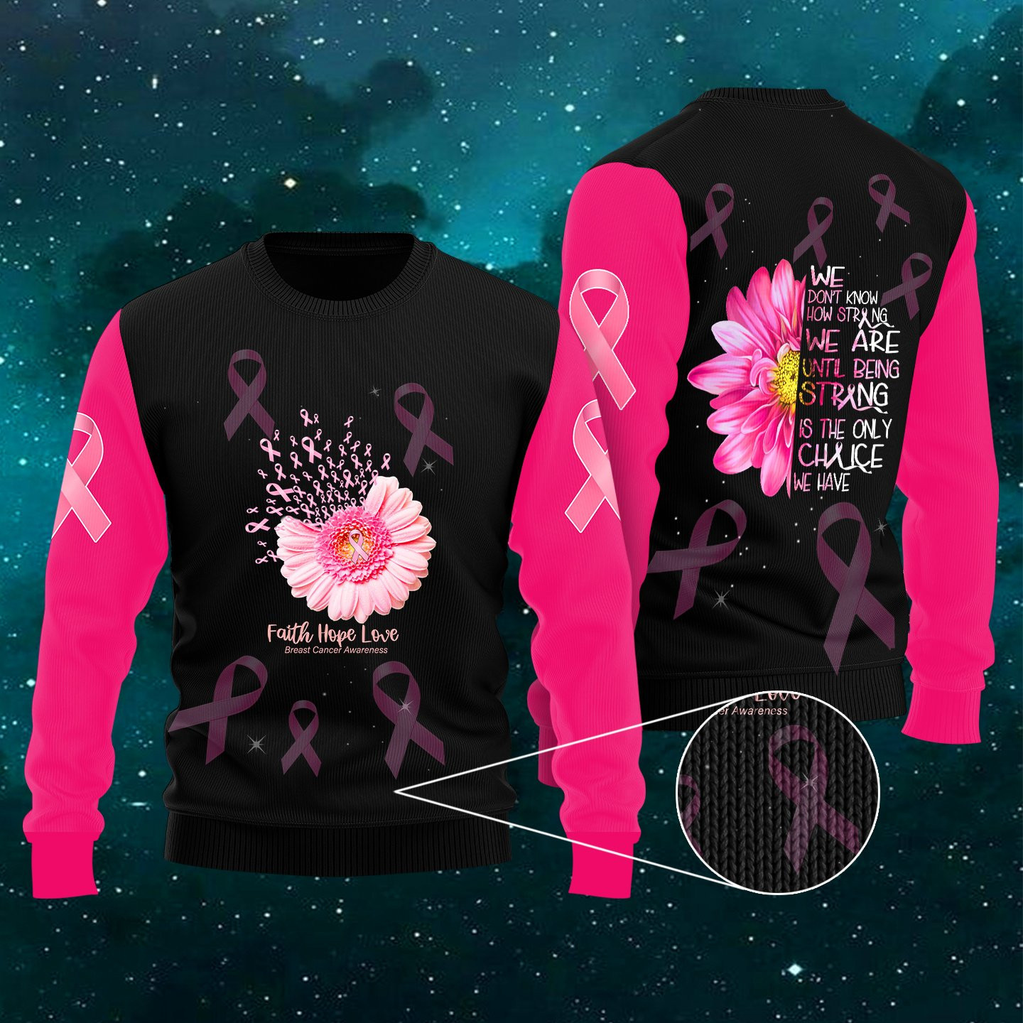 Breast Cancer Awareness Strong Is The Only Choice Ugly Christmas Sweater Adult 3D Funny Matching for family