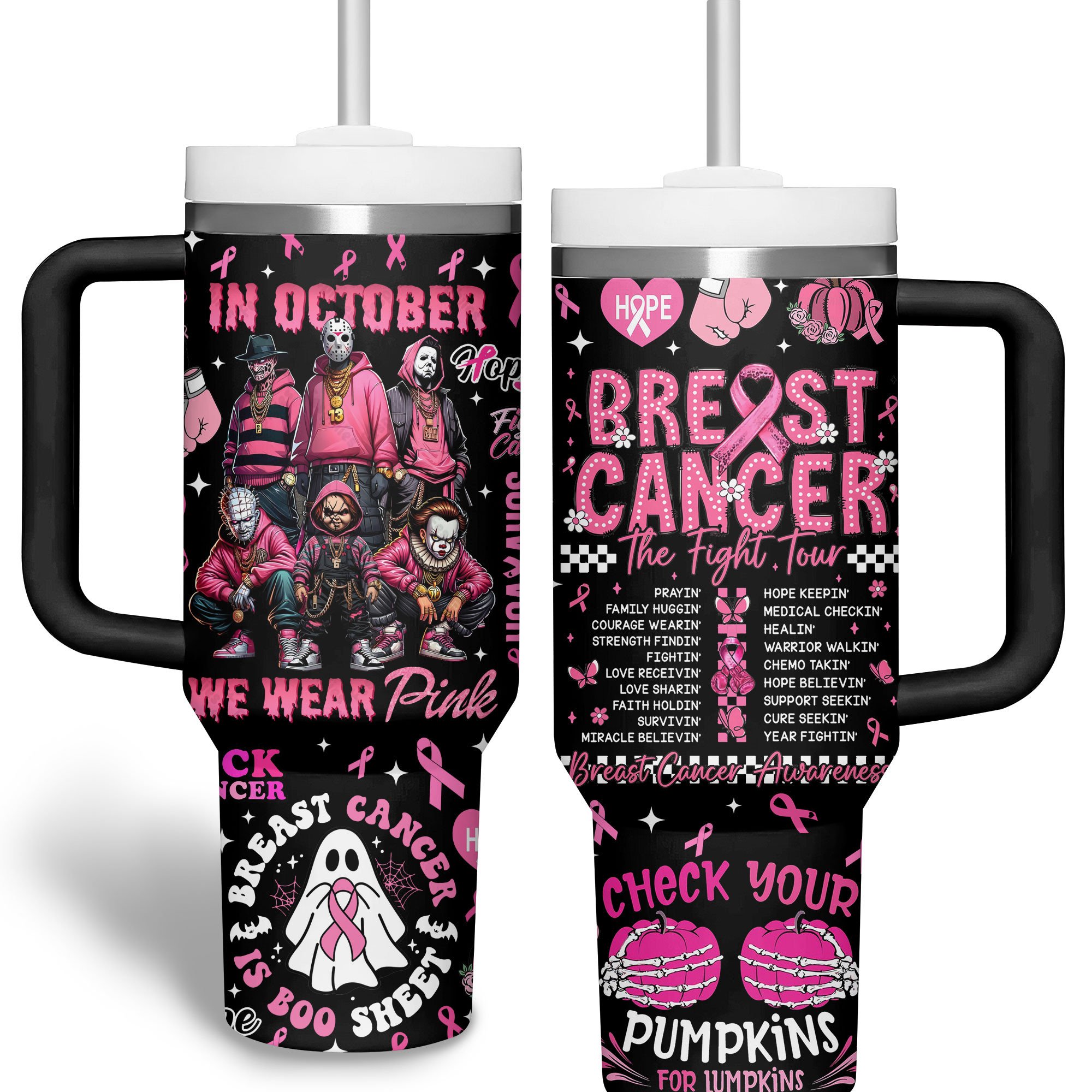 Breast Cancer Horror Movies Custom Stanley Cup 40 oz 30 oz Tumbler With HandleTVC2301510