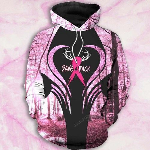 Breast Cancer Hunting Save A Rack 3D All Over Print Hoodie, Zip Hoodie