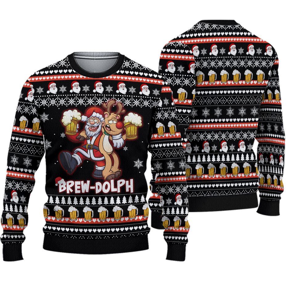 Brewdolph Reindeer Ugly Sweater, Christmas Ugly Sweater