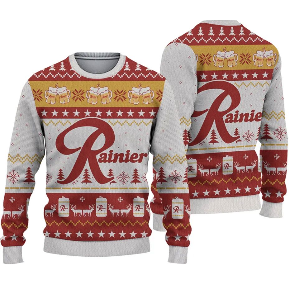 Brewing Drink Lover Rainier Beer Ugly Christmas Sweater