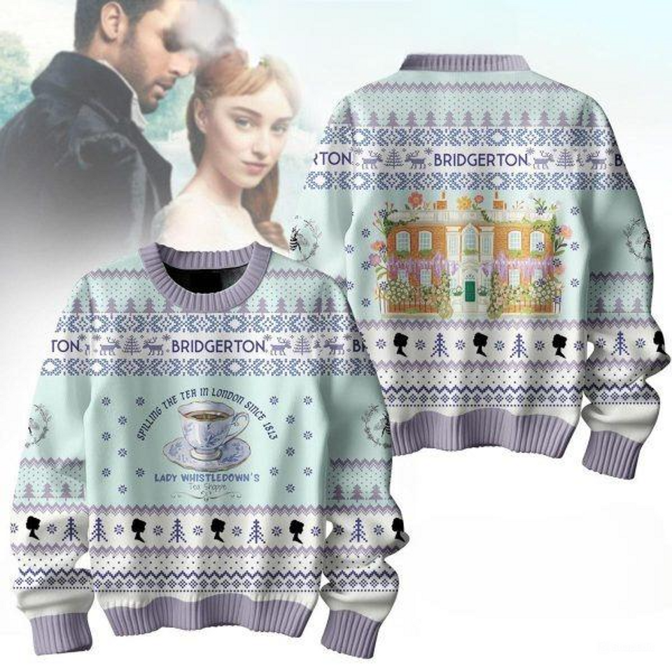 Bridgeton Spilling The Tea In London Christmas Ugly Sweatshirts, Gifts for Fan