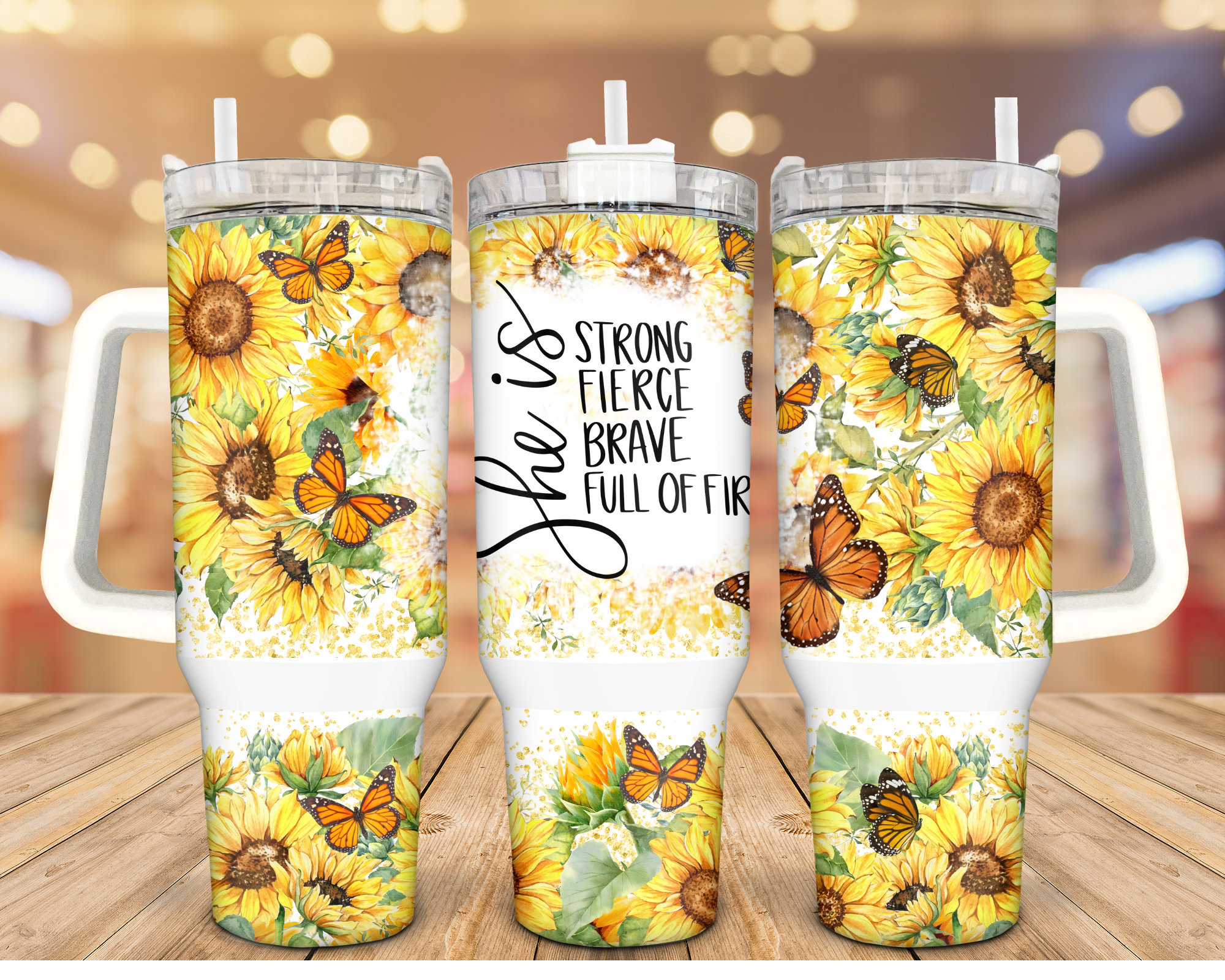 Bright Sunflower Butterfly Custom Stanley Cup 40 oz 30 oz Tumbler With HandleTVC2301939
