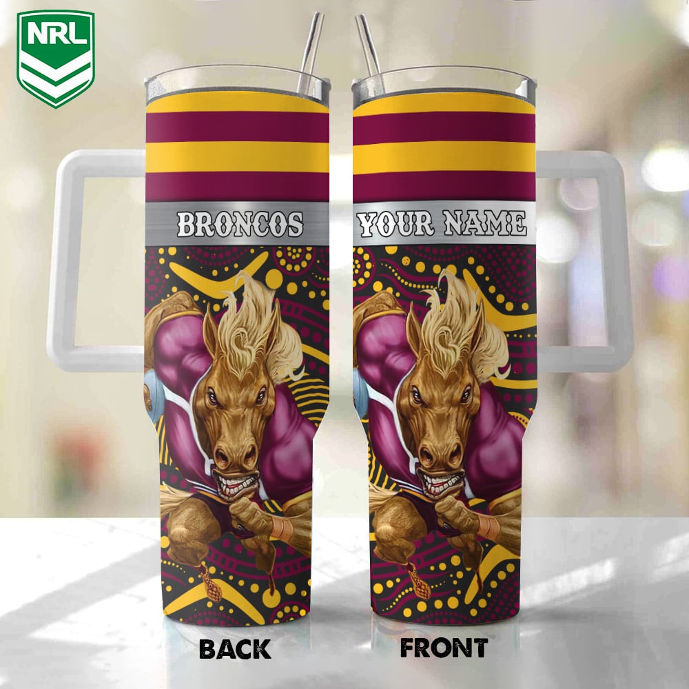 Brisbane Broncos Mascot NRL Custom Stanley Cup 40 oz 30 oz Tumbler With HandleTVC230112