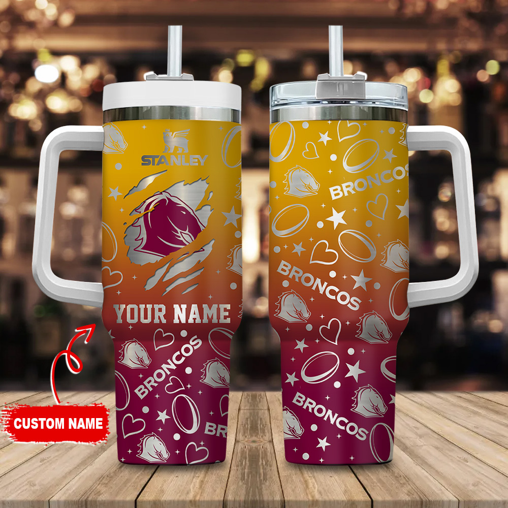 Brisbane Broncos NRL Silver Logo Custom Stanley Cup 40 oz 30 oz Tumbler With HandleTVC2301180