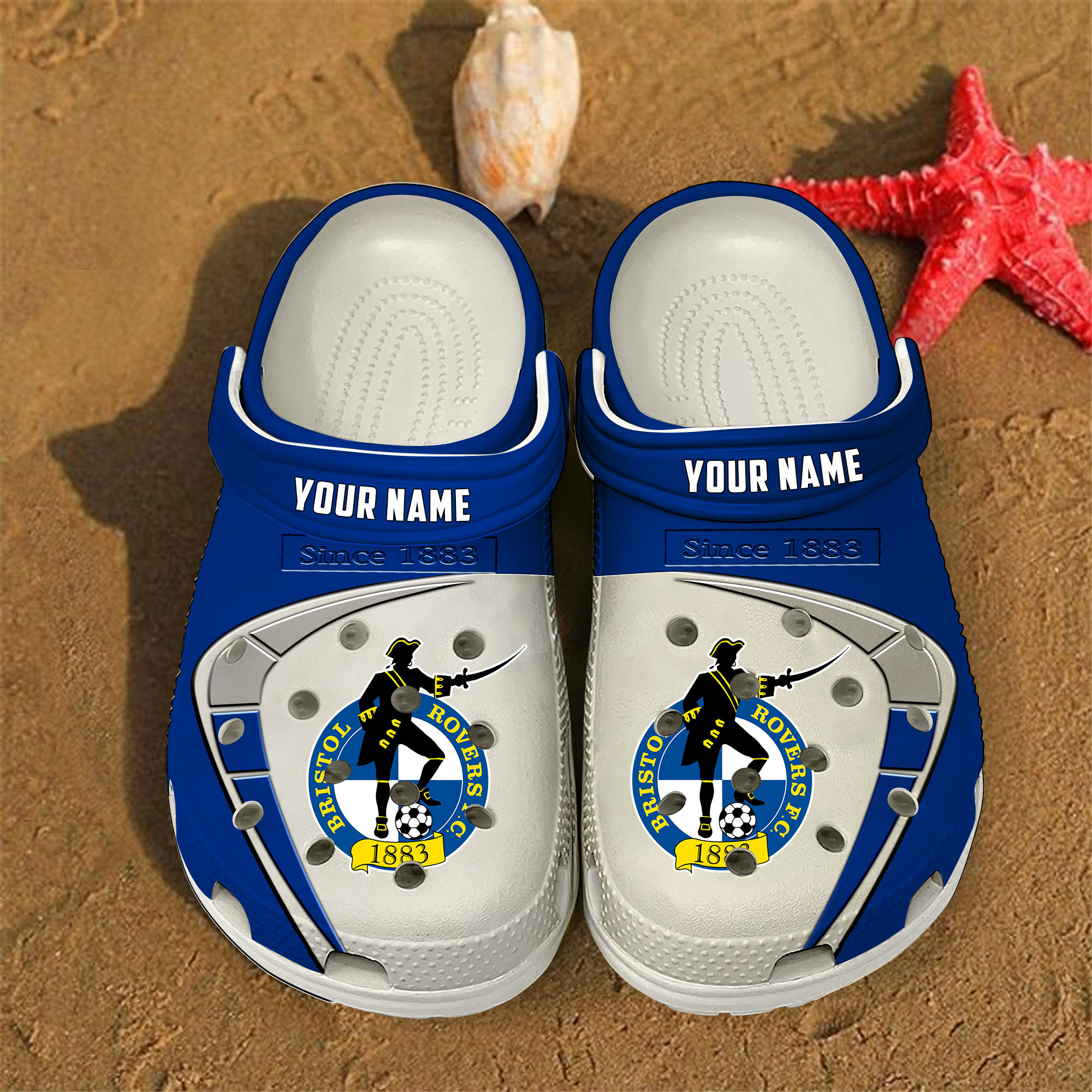 Bristol Rovers F.C. EFL Crocs Crocband Clogs Shoes Comfortable For Men Women and Kids