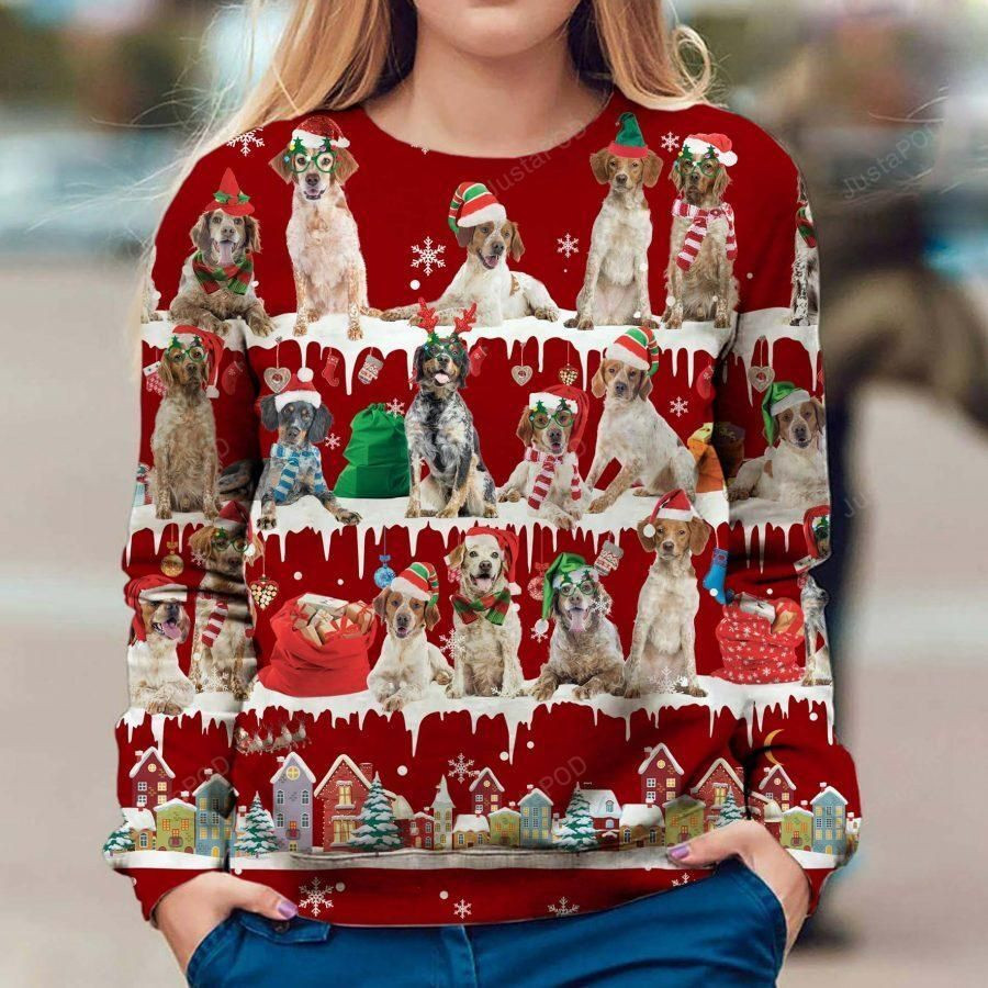 Brittany Spaniel Dog Ugly Christmas Sweater Adult 3D Funny Matching for family