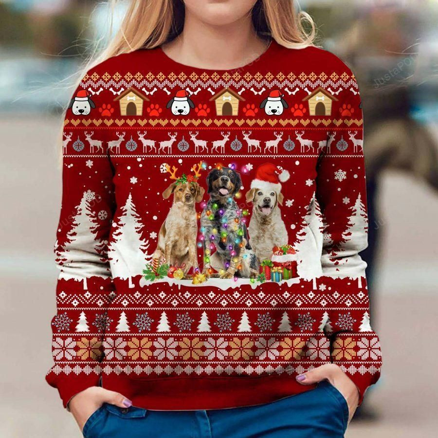 Brittany Spaniel Ugly Christmas Sweater Adult 3D Funny Matching for family