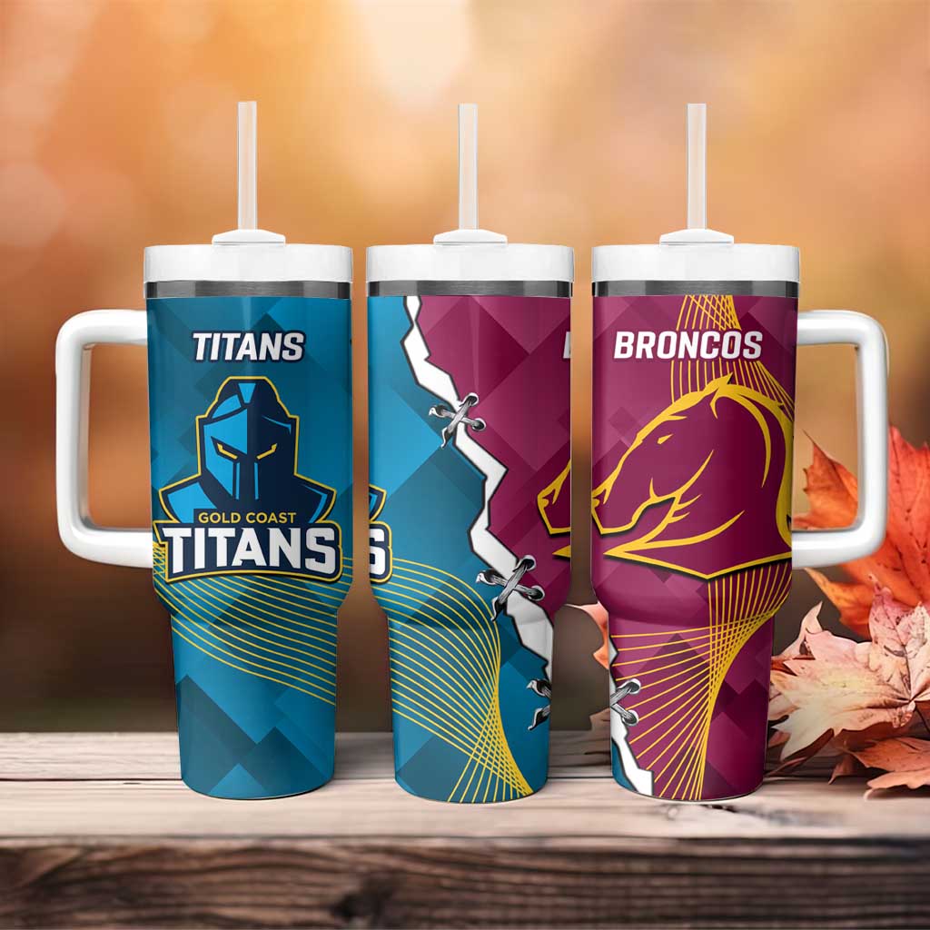 Broncos And Titans Rugby 2024 Dynamic Style Custom Stanley Cup 40 oz 30 oz Tumbler With HandleTVC2301320