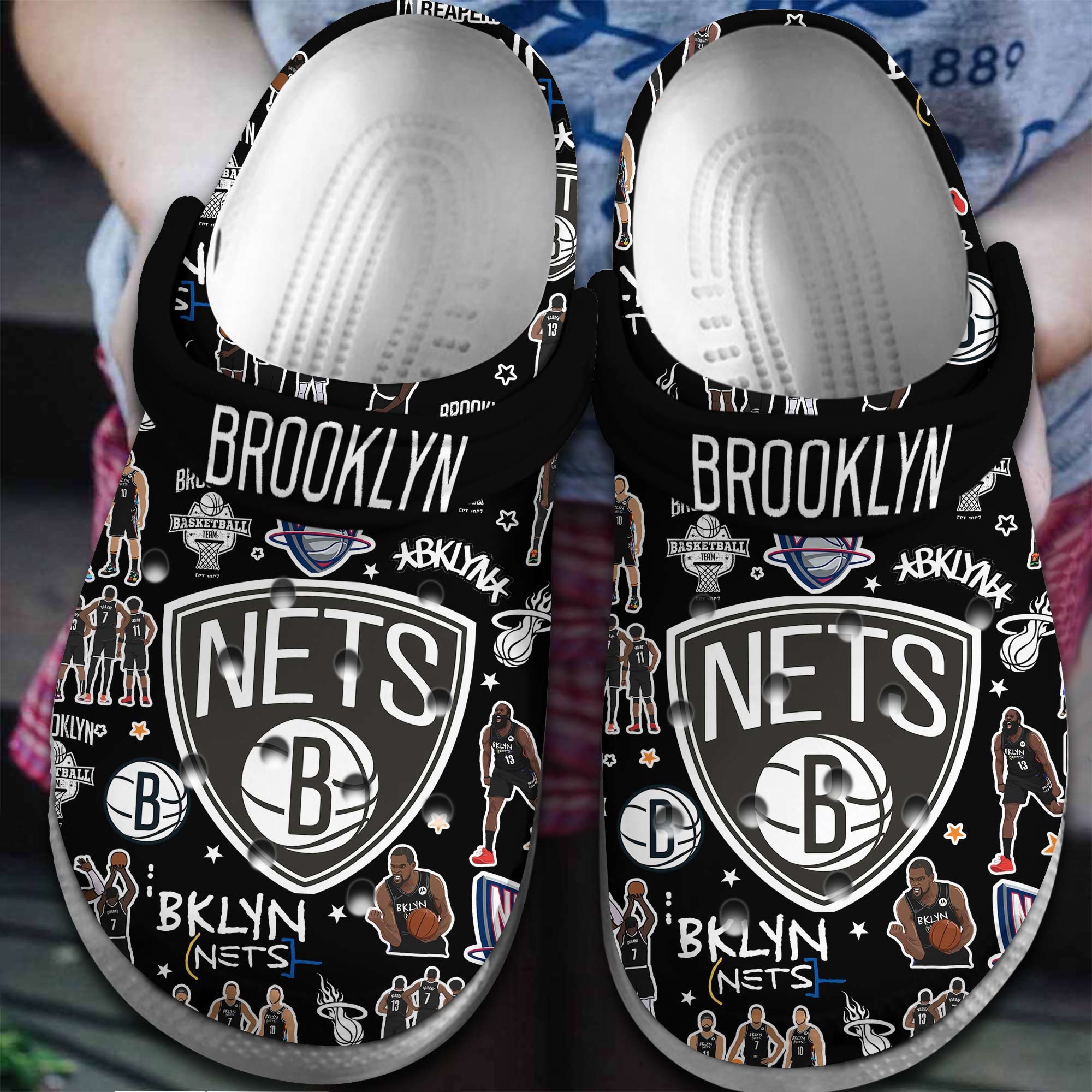 Brooklyn Nets NBA Basketball Sport Crocs Crocband Clogs Shoes Comfortable For Men Women and Kids