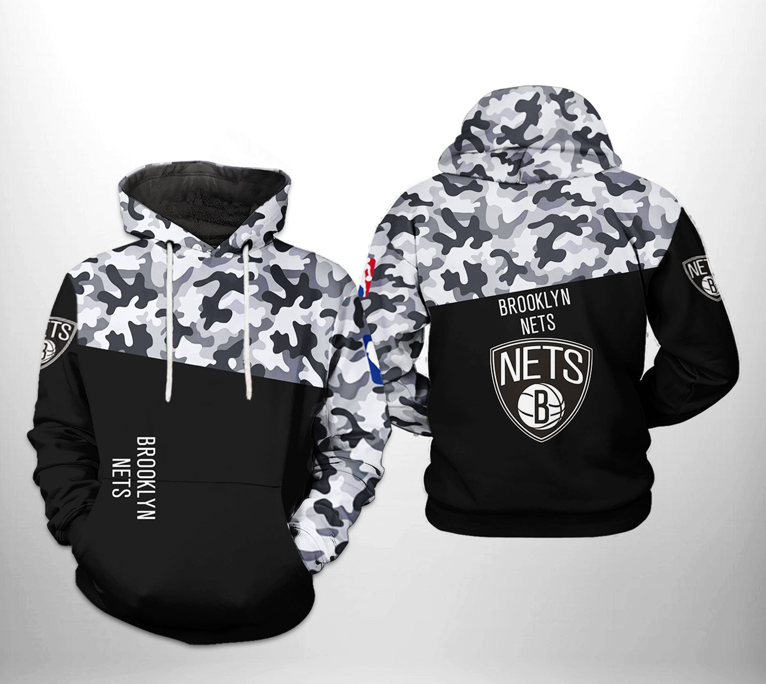 Brooklyn Nets NBA Camo Veteran Team 3D All Over Print Hoodie, Zip Hoodie