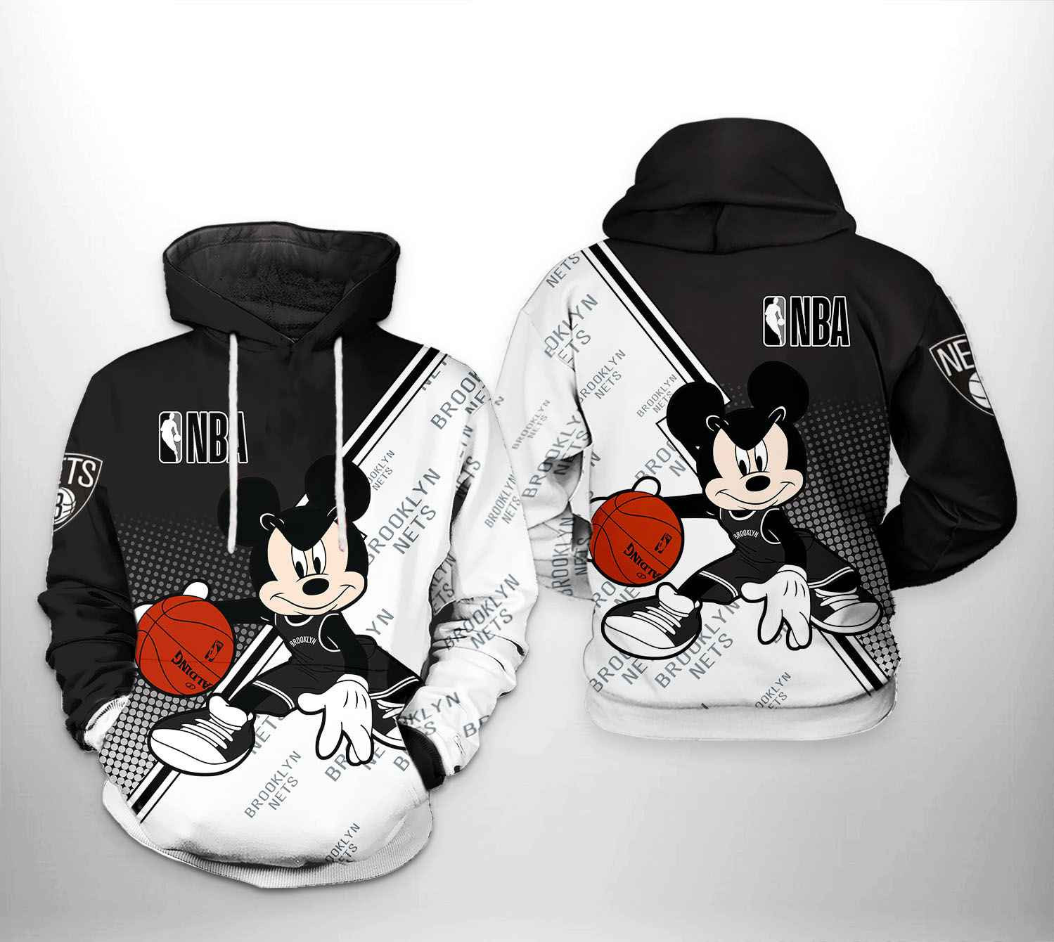 Brooklyn Nets NBA Mickey 3D All Over Print Hoodie, Zip Hoodie