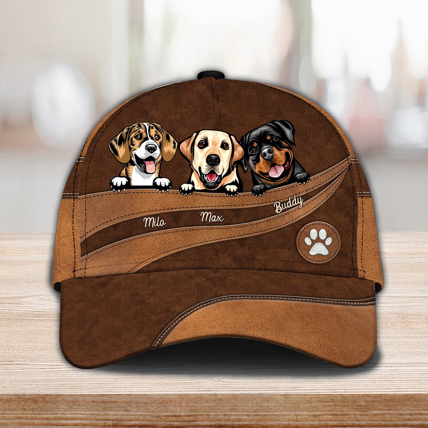 Brown Background Dog Personalized Classic Cap. Personalized Gift For Dog Lovers, Dog Dad, Dog Mom Trucker Hats Custom Hats Gifts For Men & Women