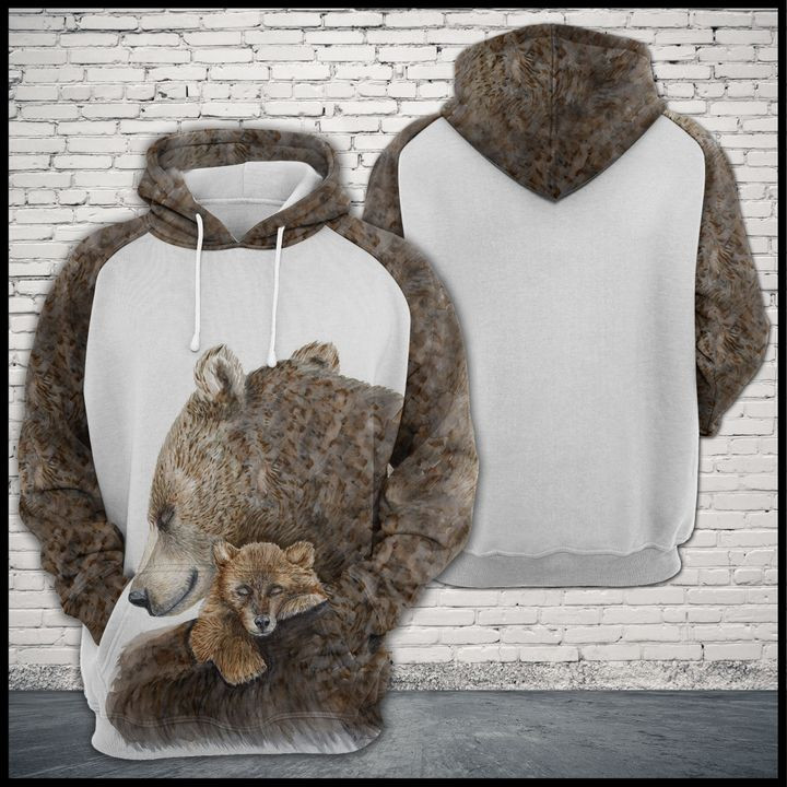 Brown Bear Family 3D All Over Print Hoodie, Zip Hoodie