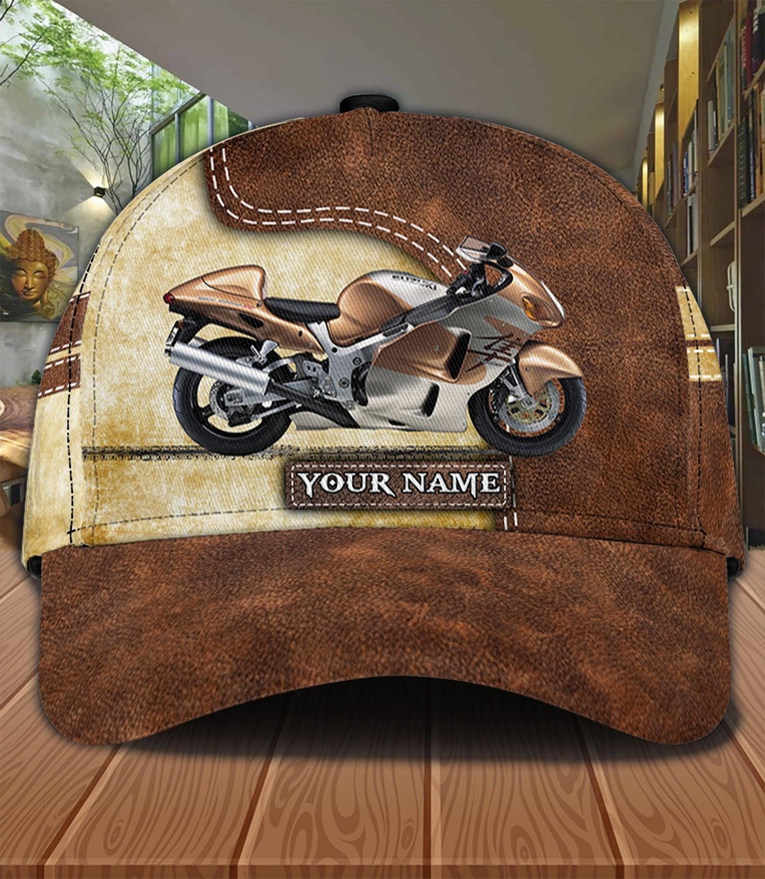 Brown Color Motorcyle Personalized Classic Cap, Personalized Gift for Motorcycle Lovers, Motorcycle Riders Trucker Hats Custom Hats Gifts For Men & Women