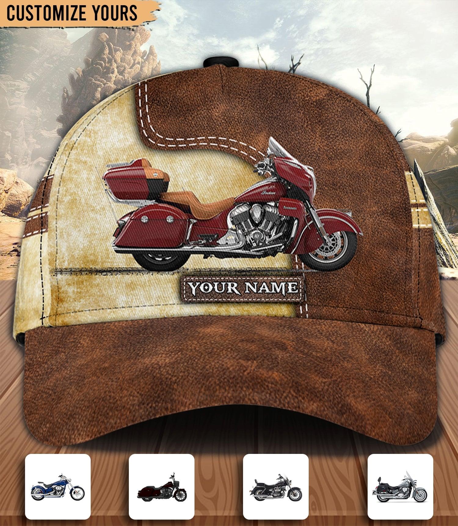 Brown Color Motorcyle Personalized Classic Cap, Personalized Gift for Motorcycle Lovers, Motorcycle Riders Trucker Hats Custom Hats Gifts For Men & Women