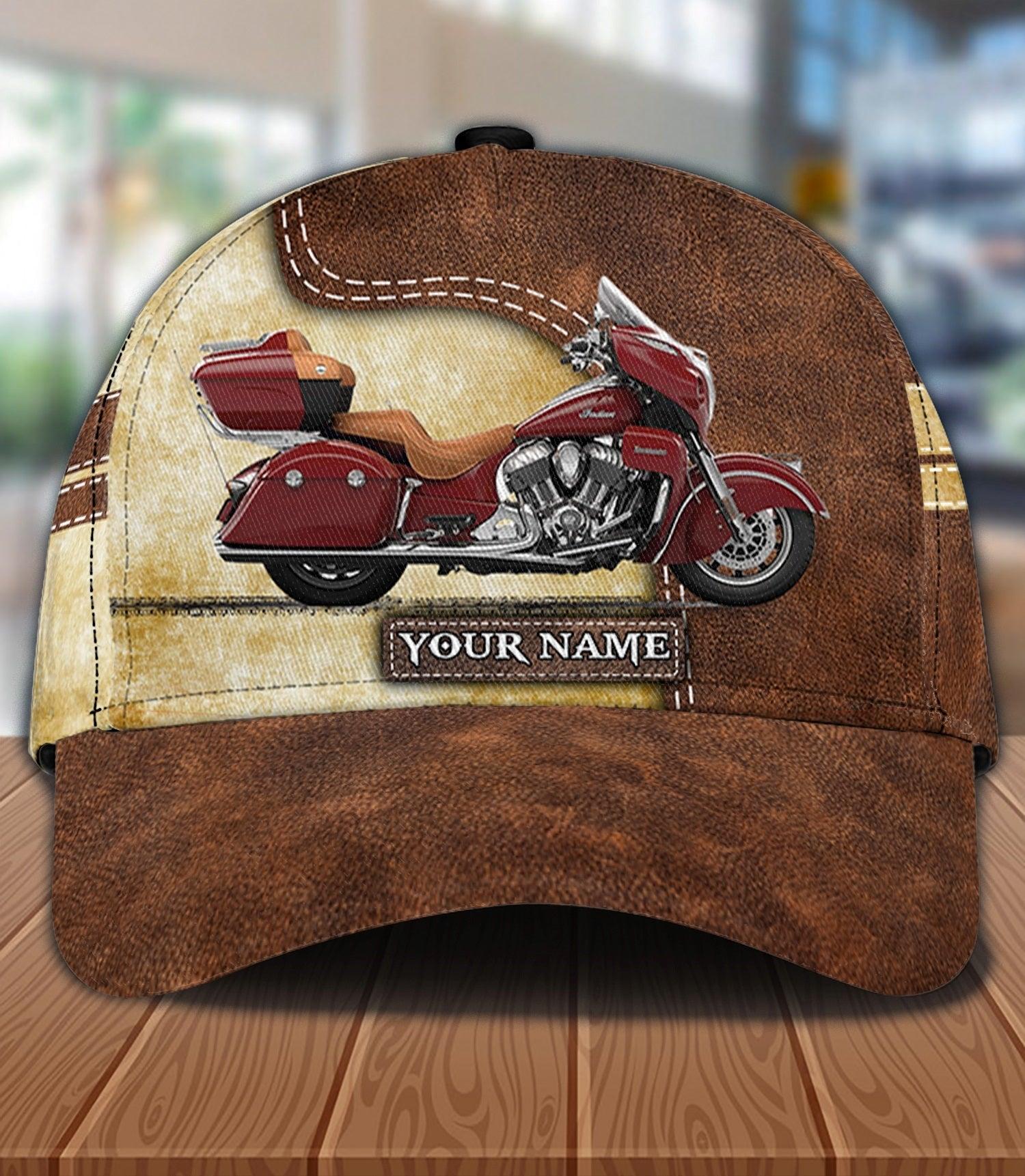 Brown Color Motorcyle Personalized Classic Cap, Personalized Gift for Motorcycle Lovers, Motorcycle Riders Trucker Hats Custom Hats Gifts For Men & Women