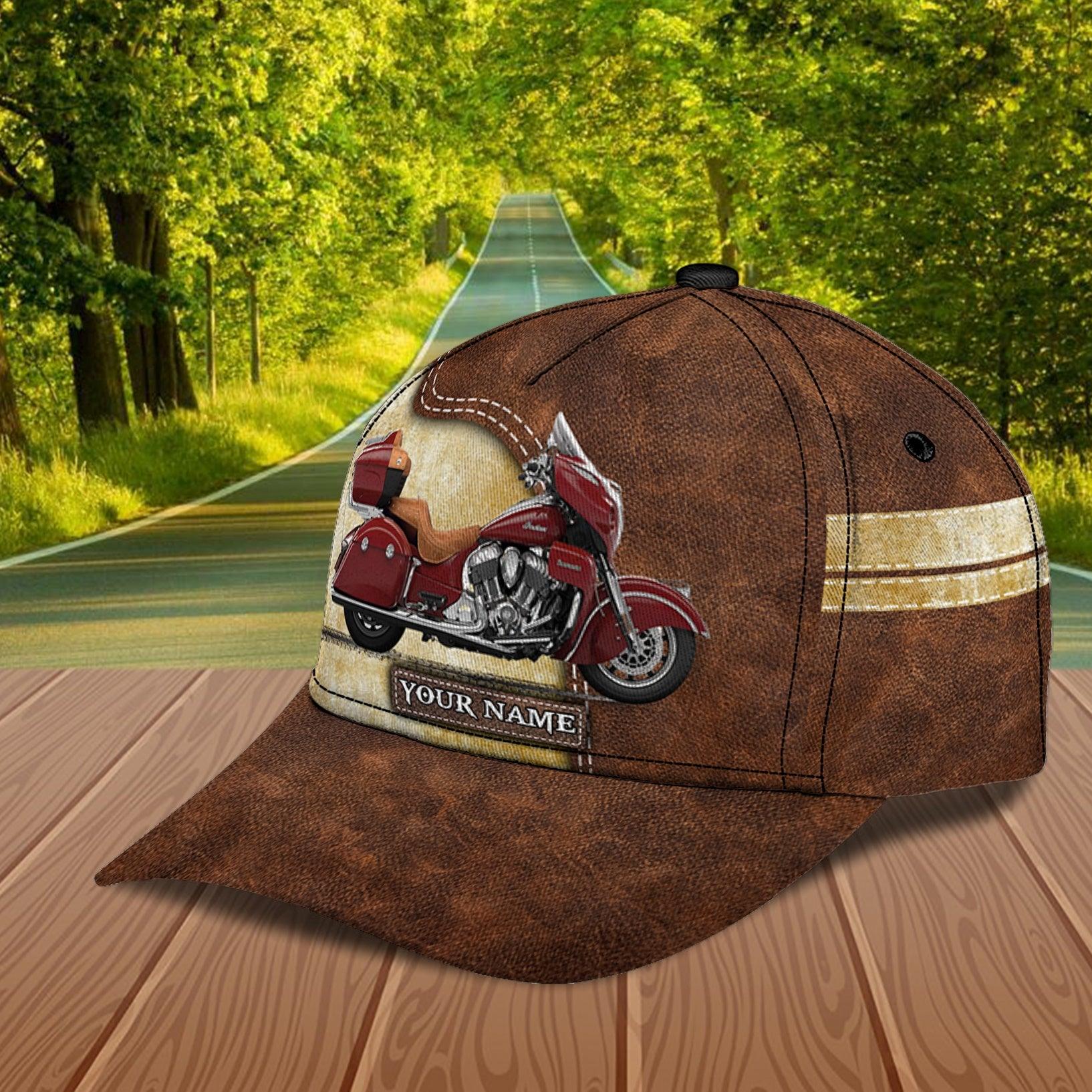 Brown Color Motorcyle Personalized Classic Cap, Personalized Gift for Motorcycle Lovers, Motorcycle Riders Trucker Hats Custom Hats Gifts For Men & Women