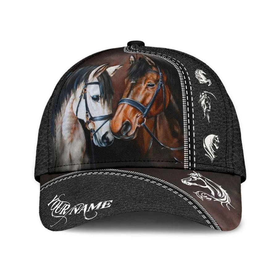 Brown Horse Leather Pattern Classic Cap for Horse Lovers, Customized Horse Riding Hat Trucker Hats Custom Hats Gifts For Men & Women