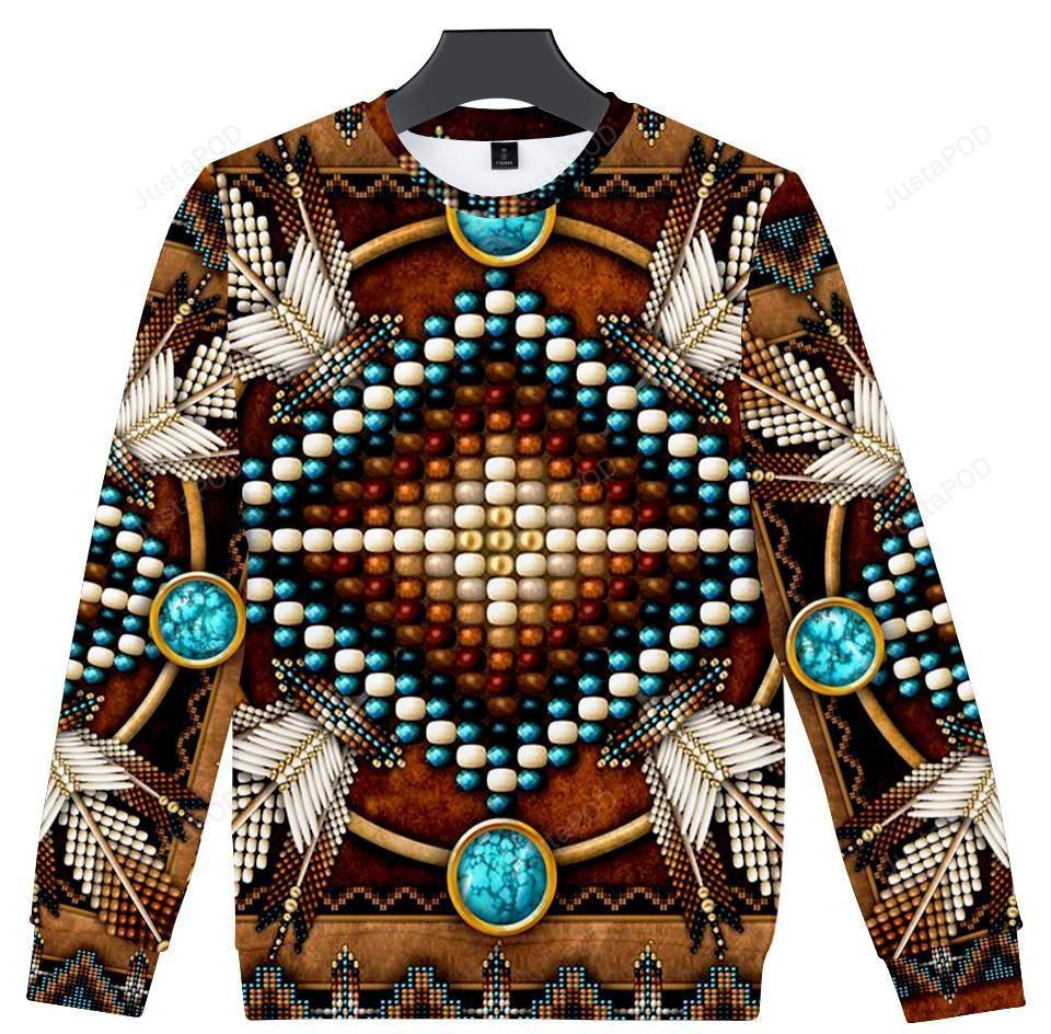 Brown Naumaddic Pattern Ugly Christmas Sweater Adult 3D Funny Matching for family