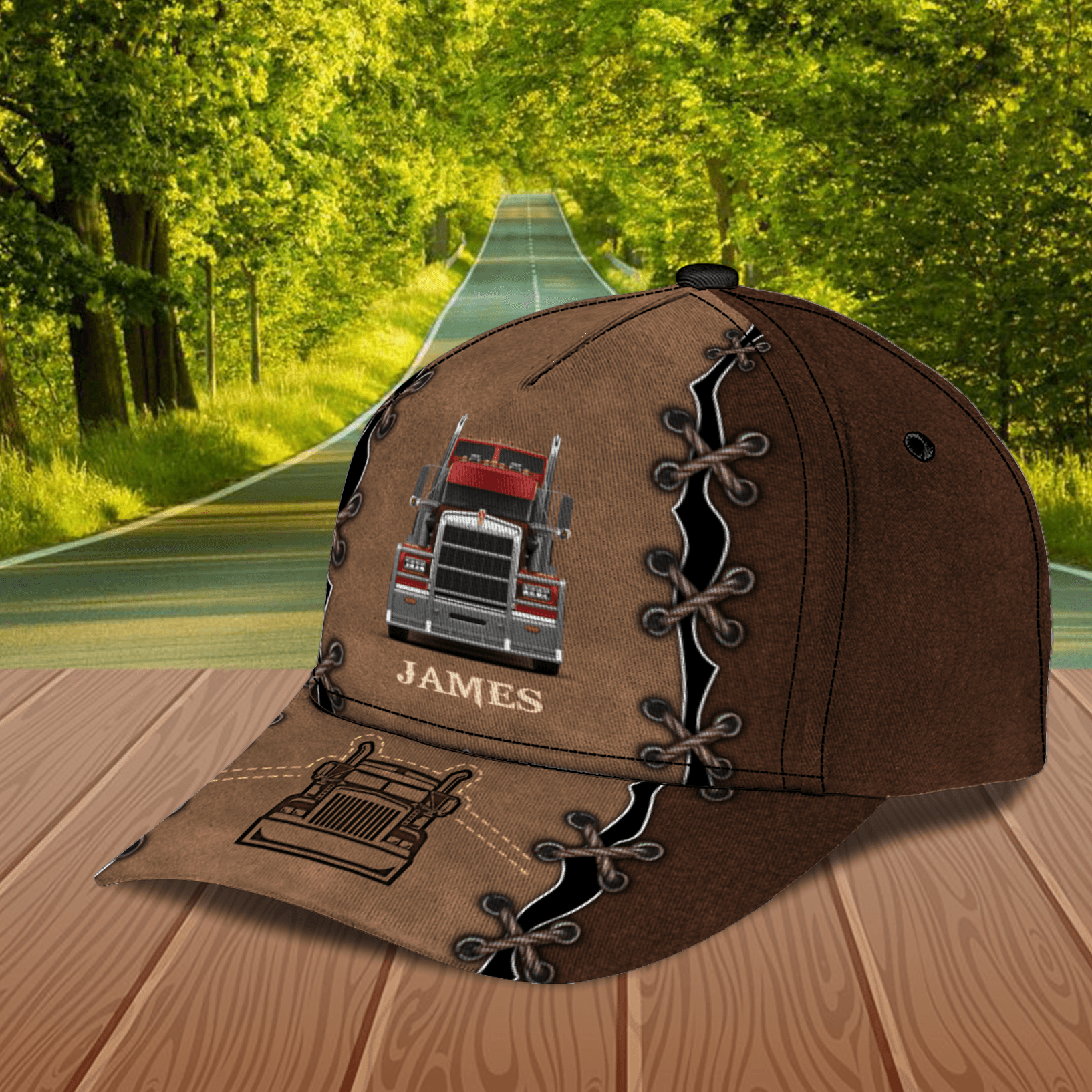 Brown Trucker Personalized Classic Cap, Gift for Truckers -CP018PS00 Trucker Hats Custom Hats Gifts For Men & Women