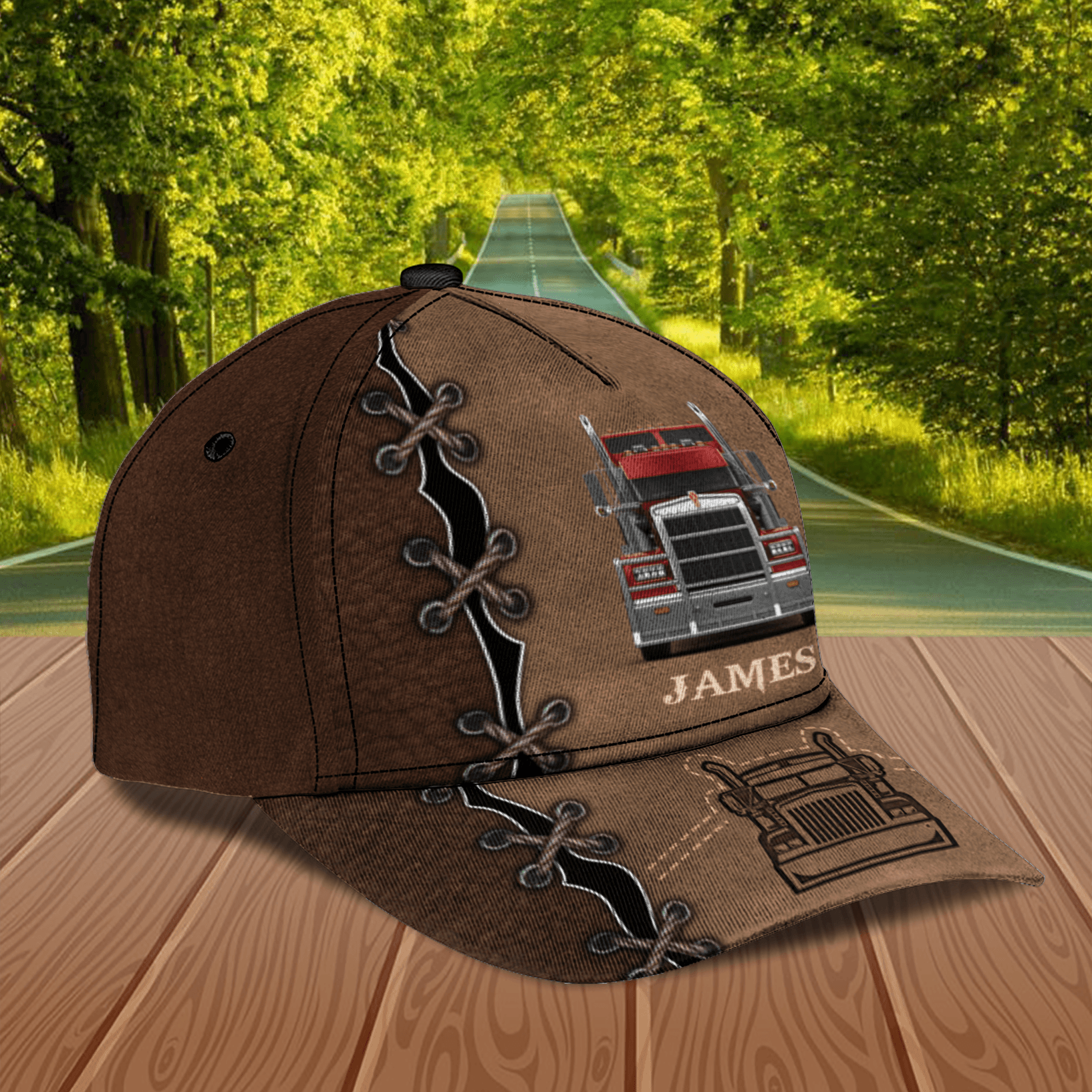 Brown Trucker Personalized Classic Cap, Gift for Truckers -CP018PS00 Trucker Hats Custom Hats Gifts For Men & Women