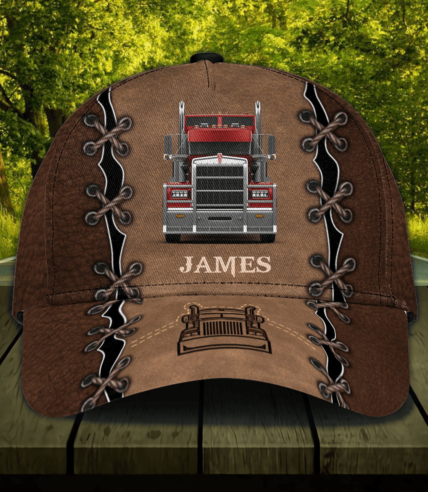 Brown Trucker Personalized Classic Cap, Gift for Truckers -CP018PS00 Trucker Hats Custom Hats Gifts For Men & Women