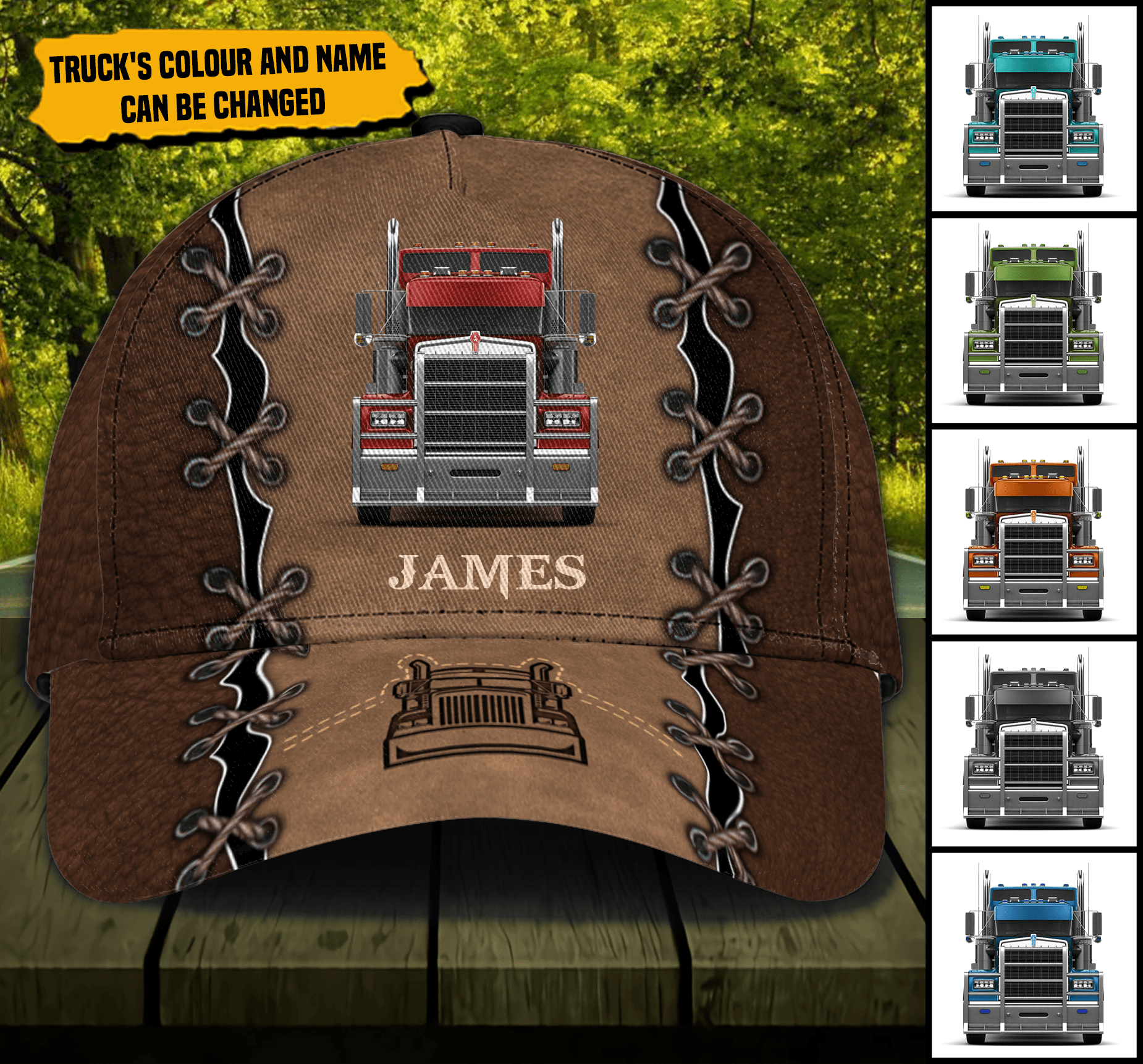 Brown Trucker Personalized Classic Cap, Gift for Truckers -CP018PS00 Trucker Hats Custom Hats Gifts For Men & Women