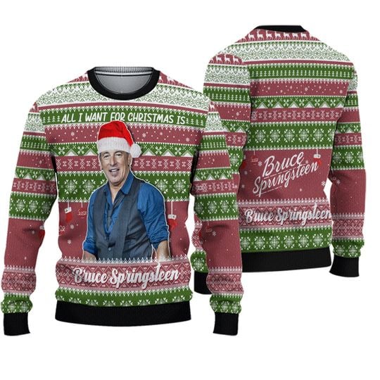 Bruce Springsteen Ugly Christmas Sweater, All I Want For Christmas is Bruce Springsteen - Image 2