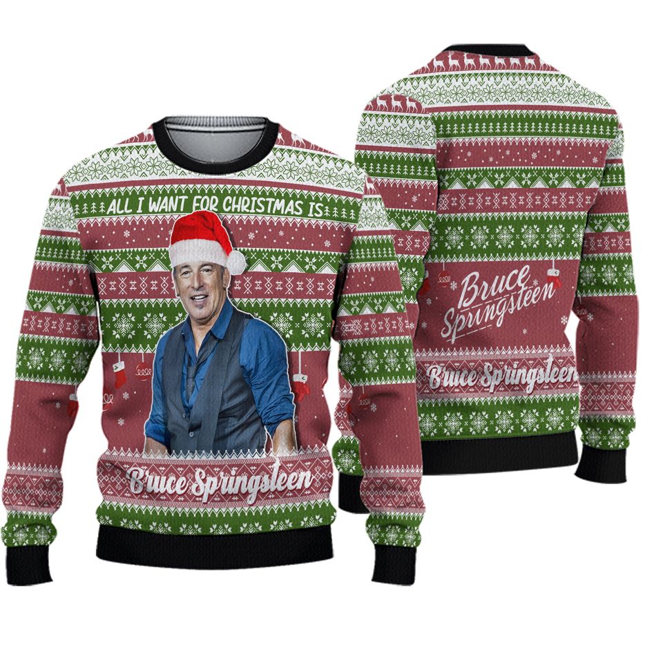 Bruce Springsteen Ugly Christmas Sweater, All I Want For Christmas is Bruce Springsteen