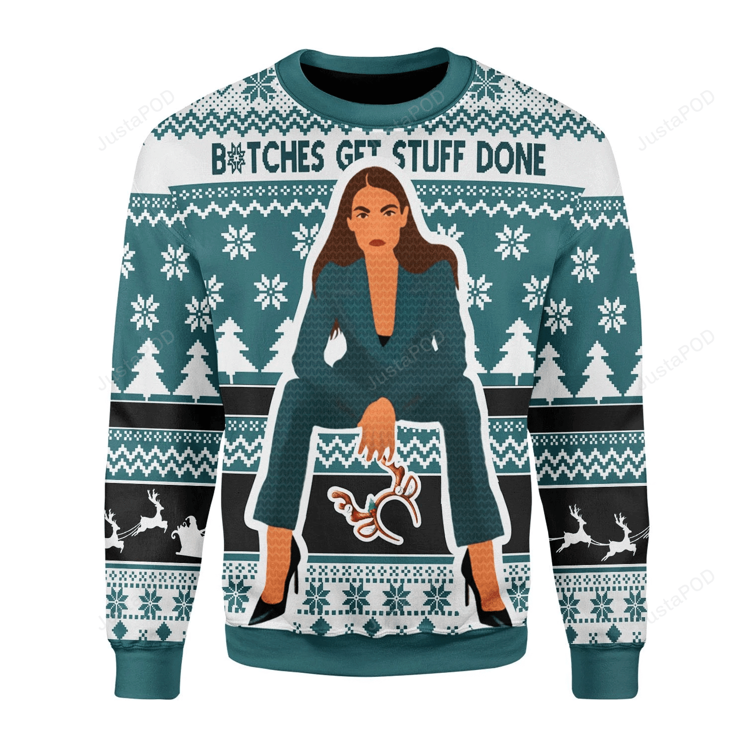 B*Tches Get Stuff Done Ugly Christmas Sweater Adult 3D Funny Matching for family