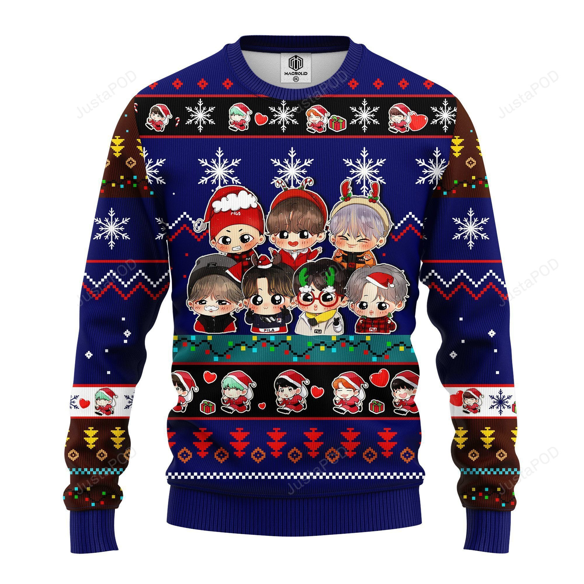 Bts Army Chibi Cute Ugly Christmas Sweater Adult 3D Funny Matching for family