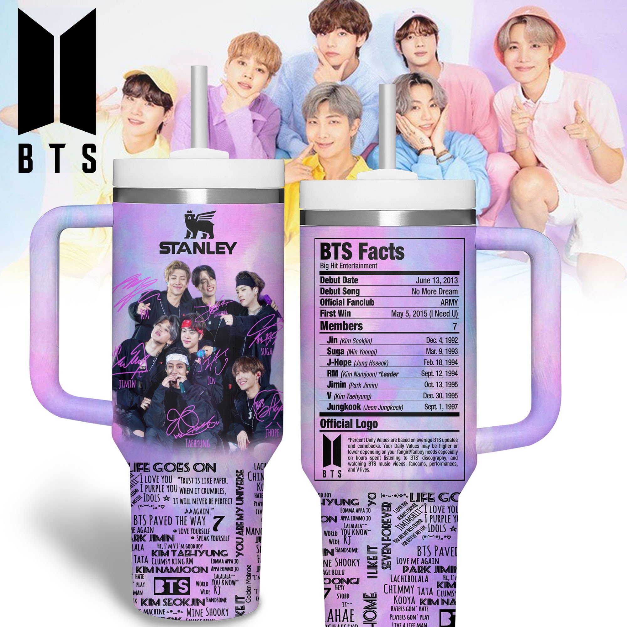 BTS Music Custom Stanley Cup 40 oz 30 oz Tumbler With HandleTVC2301182