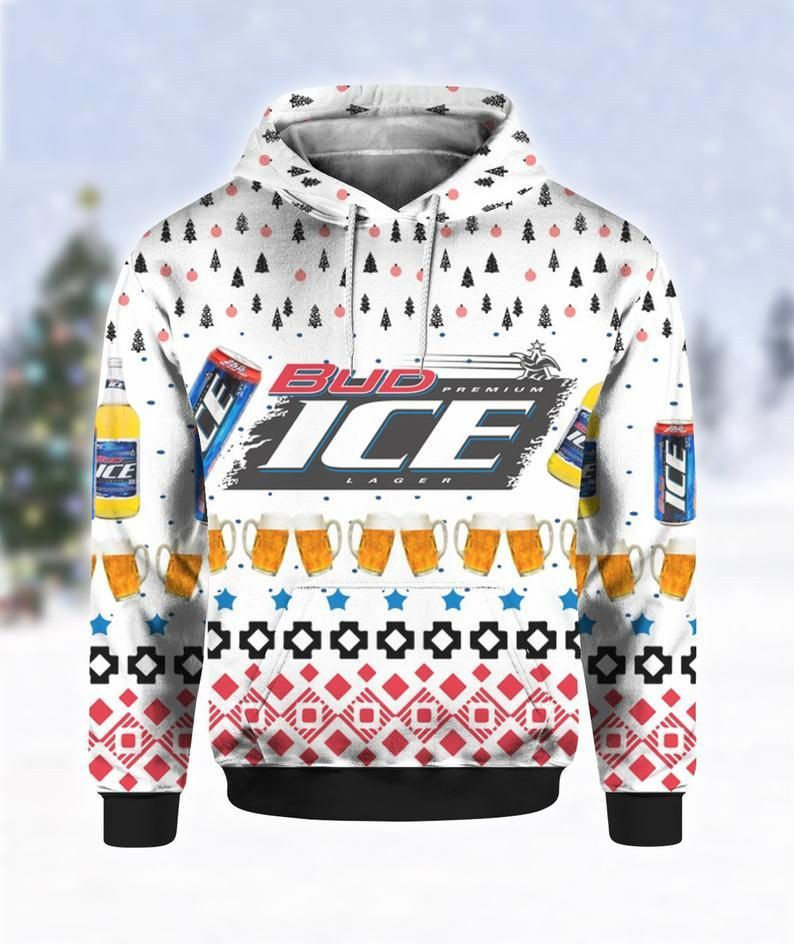Bud Ice Beer Ugly Christmas Sweater Adult 3D Funny Matching for family