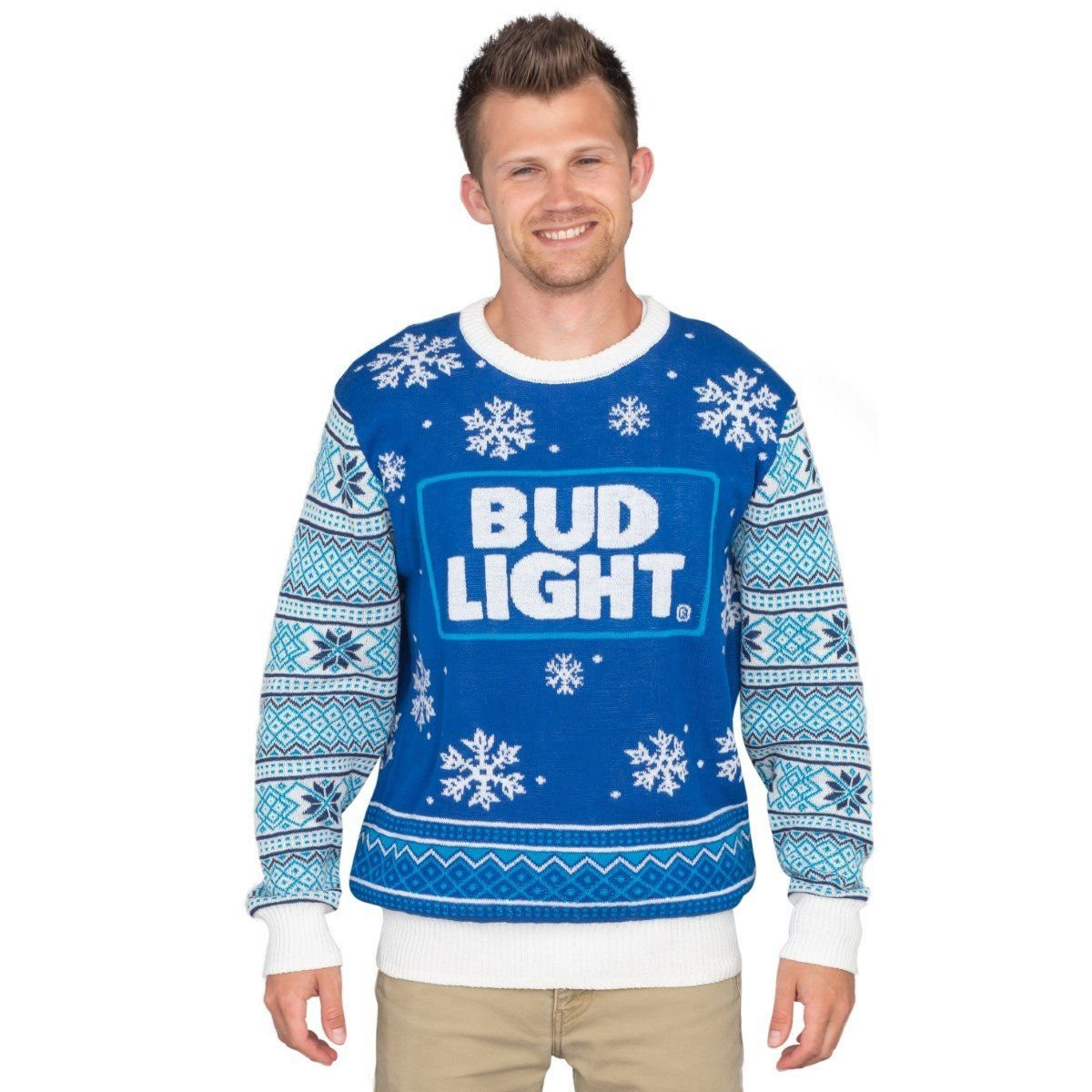 Bud Light Beer Logo Christmas Sweater Ugly Christmas Sweater Adult 3D Funny Matching for family